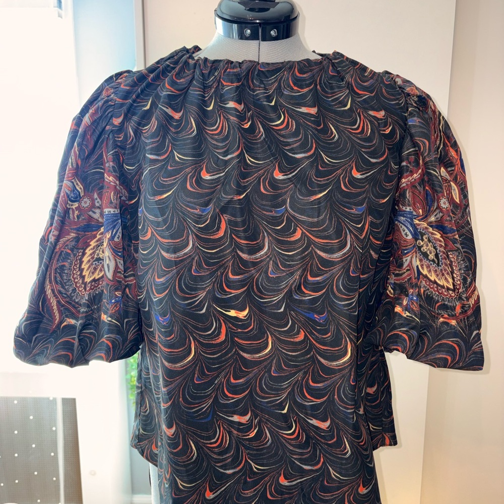 Ulla Johnson Black and Red Patterned Blouse